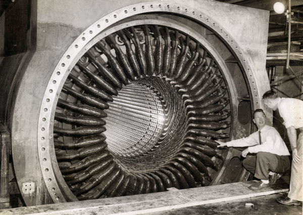 D.R. Albright in front of Stator